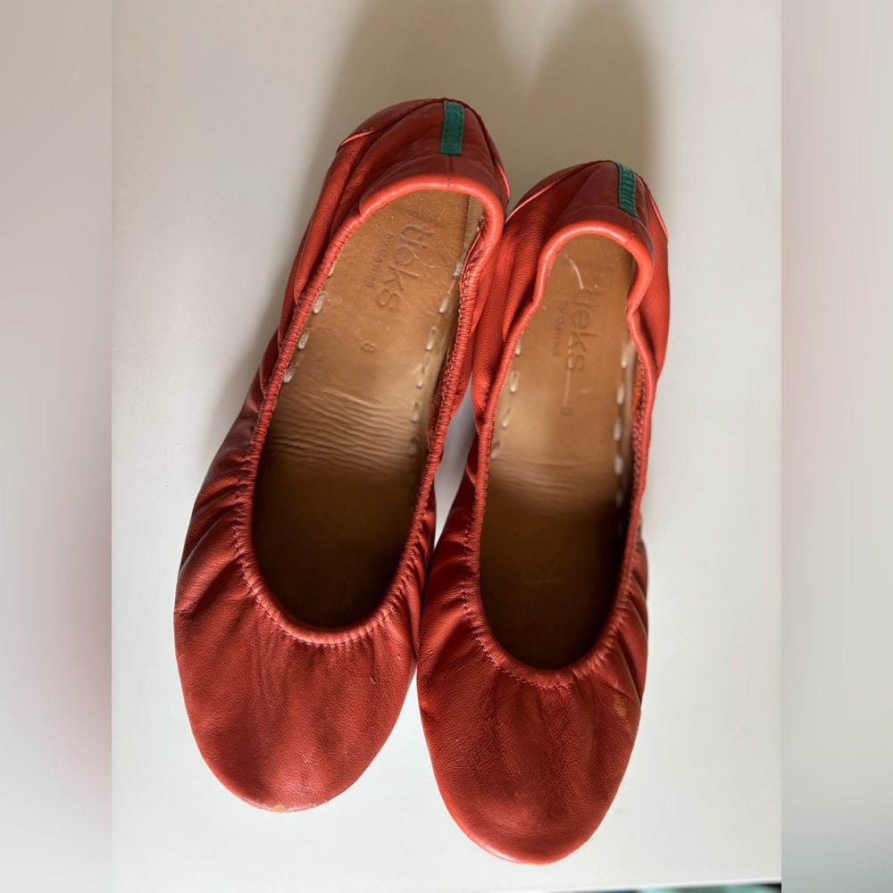 Tieks tangerine orange Ballet Flats shoes with Elastic Edge and Rounded Toe